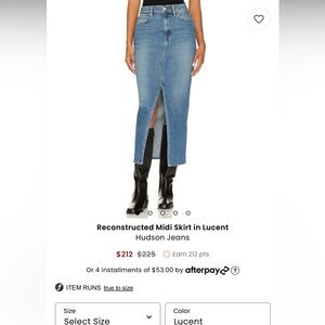 Hudson Denim Maxi Skirt size 26